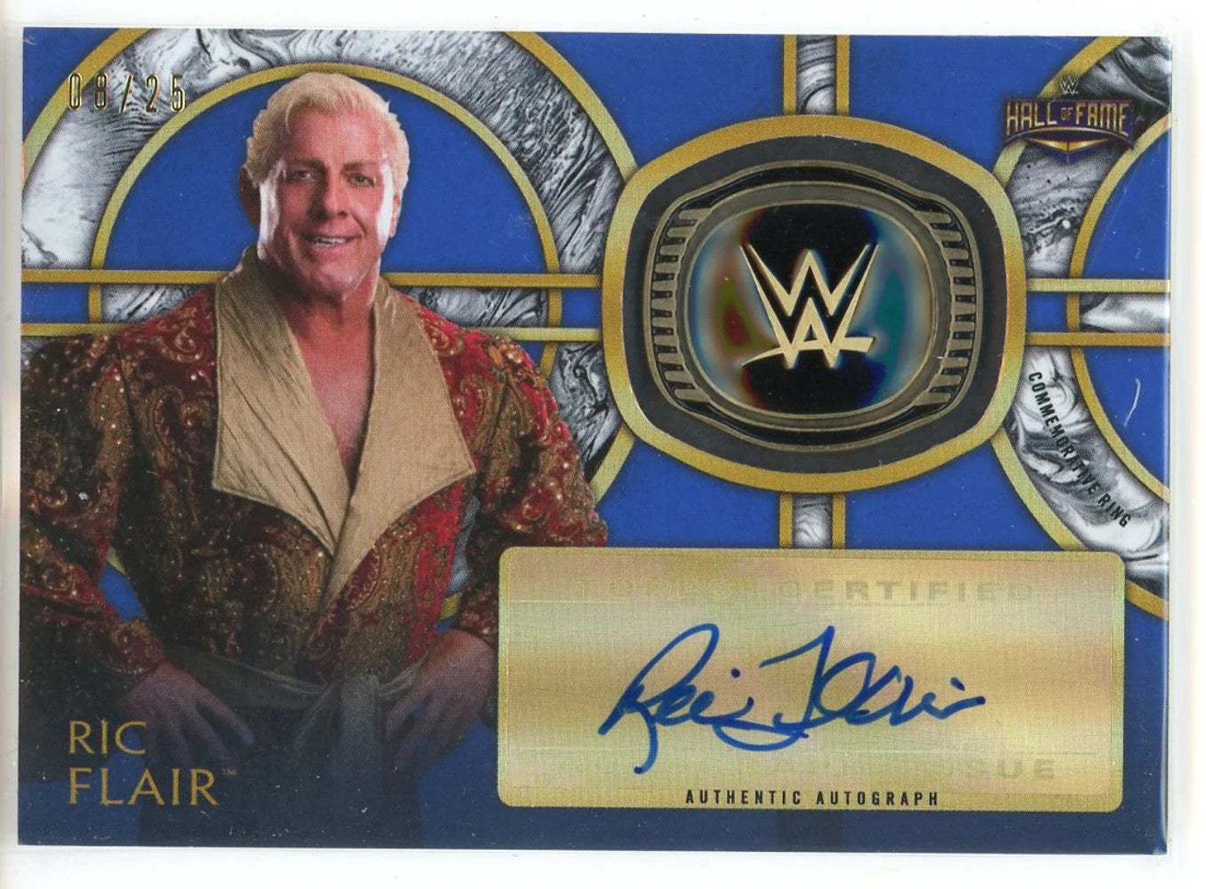Ric Flair Autographed 2018 Topps Wwe Legends Commemorative Hall Of Fame Ring Car