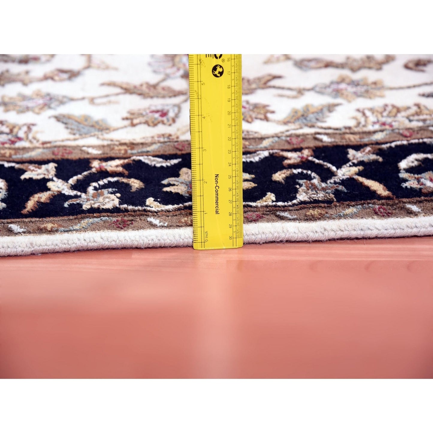 4'1"X6' Ivory, Hand Knotted, Rajasthan, Wool And Silk, Oriental, Rug