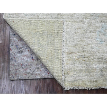 4'8"X6'3" White Hand Knotted Afghan Angora Oushak Leaf Design Wool Rug