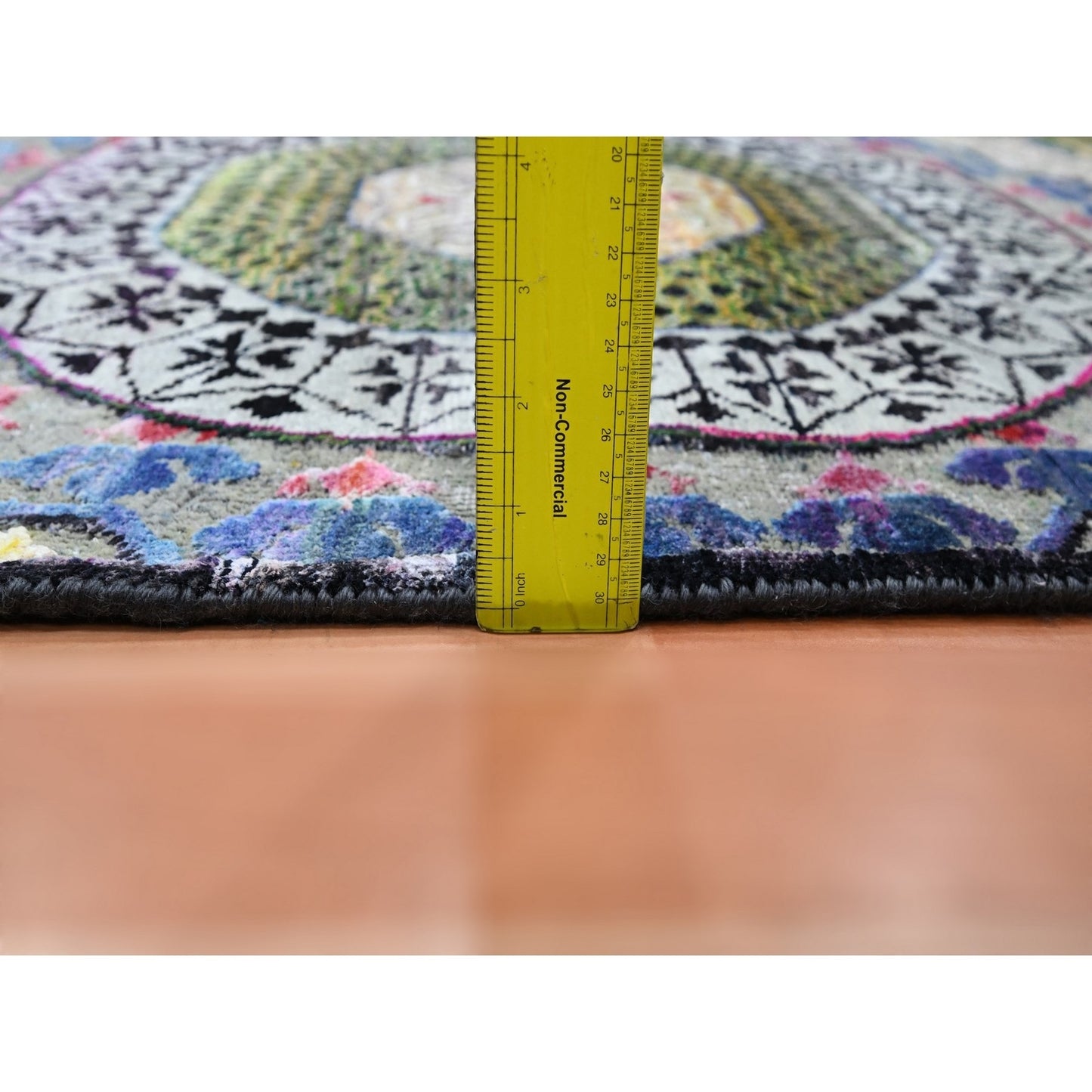 2'9"X8'1" Salsa Red Silk With Wool Mamluk Design Hand Knotted Runner Rug