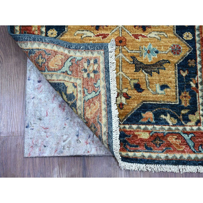 2'6"X7'10" Blue Caucasian Akstafa Design All Wool Hand Knotted Runner Rug