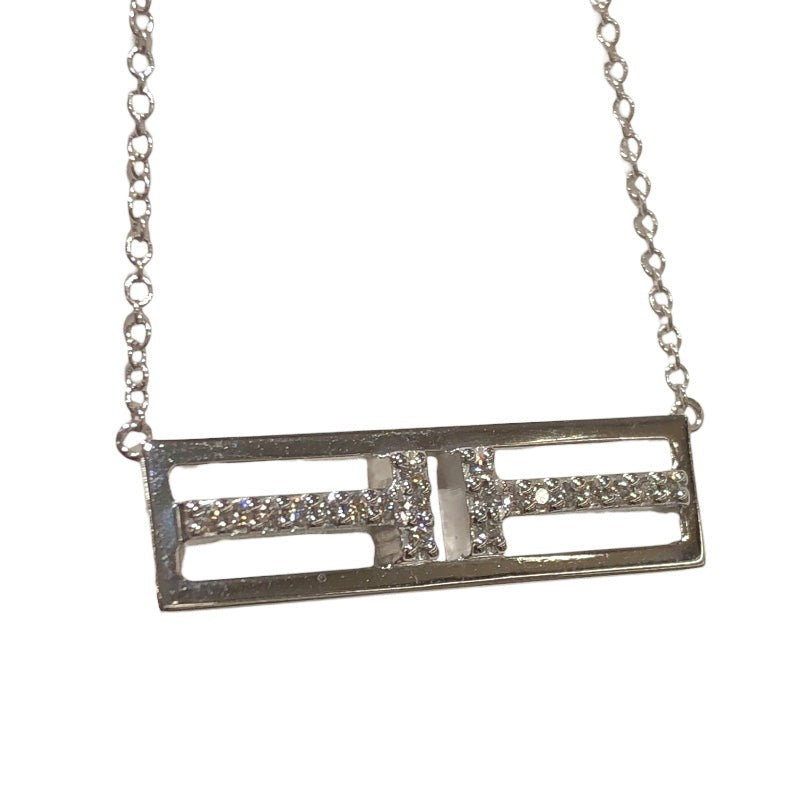 Tiffany & Co. T Two Open Partial Diamond Necklace 750Wg