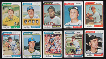 Lot Of (37) Autographed 1974 Topps Baseball Cards