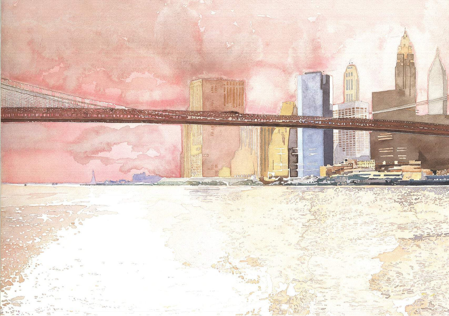 David Lingwood Brooklyn Bridge " Offset Lithograph Contemporary