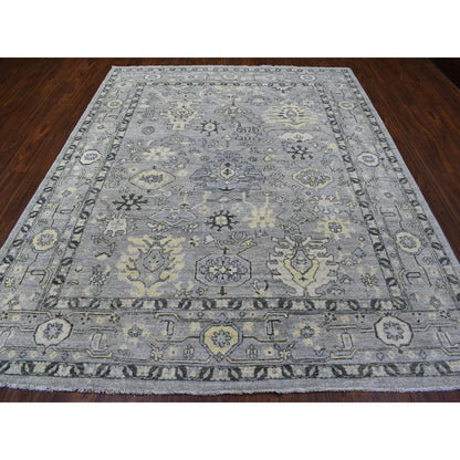 8'X9'9" Light Gray Angora Oushak Extra Soft Wool Hand Knotted Rug
