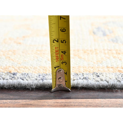 4'10"X7' Ink Black Zero Pile Anatolian Village Design Hand Knotted Wool Rug