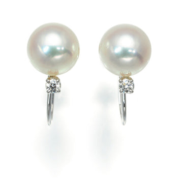 Mikimoto Earrings Akoya Pearl 7.5Mm Diamond 18K 750 White Gold
