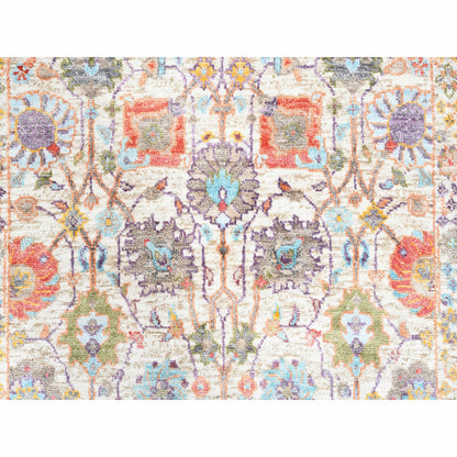 2'6"X16'1" Colorful Silk With Textured Wool Tebraz Vase Hand Knotted Rug