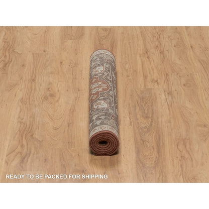 3'X5'1" Rust Red Wool Rug Antiqued Tebraz Haji Jalili Design Hand Knotted