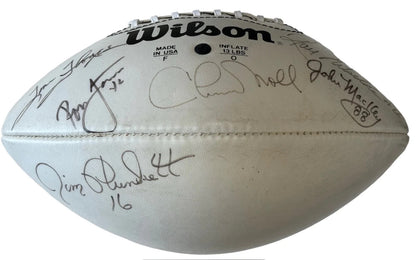 Nfl Legends Ronnie Lott Chuck Noll Ray Nitschke Signed Wilson Football