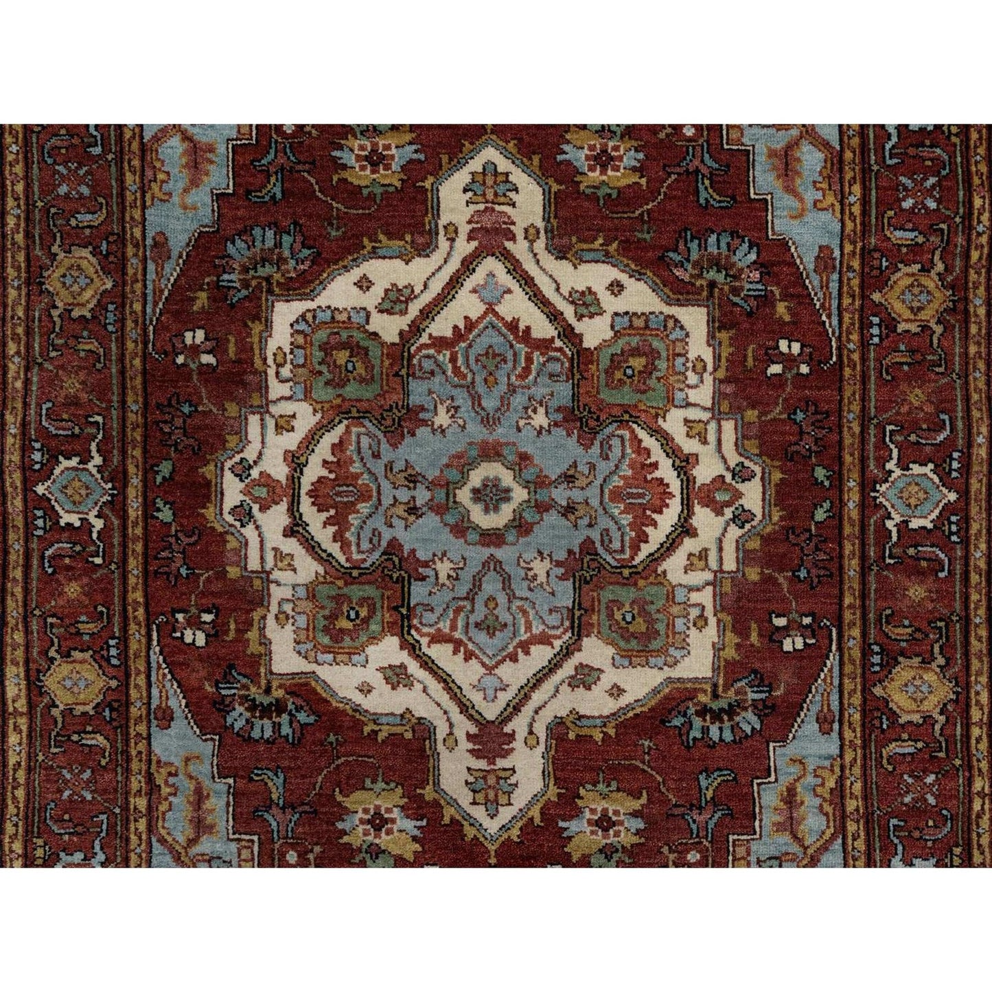 3'1"X5'1" Barn Red Antiqued Fine Heris New Zealand Wool Hand Knotted Rug