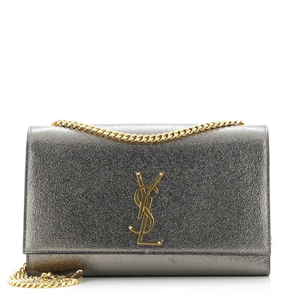 Saint Laurent Classic Monogram Crossbody Bag Metallic Leather Medium