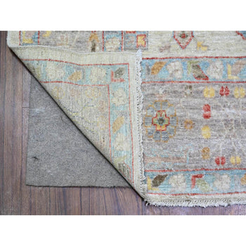 6'X9' Beige Extra Soft Wool Hand Knotted Finer Peshawar Rug