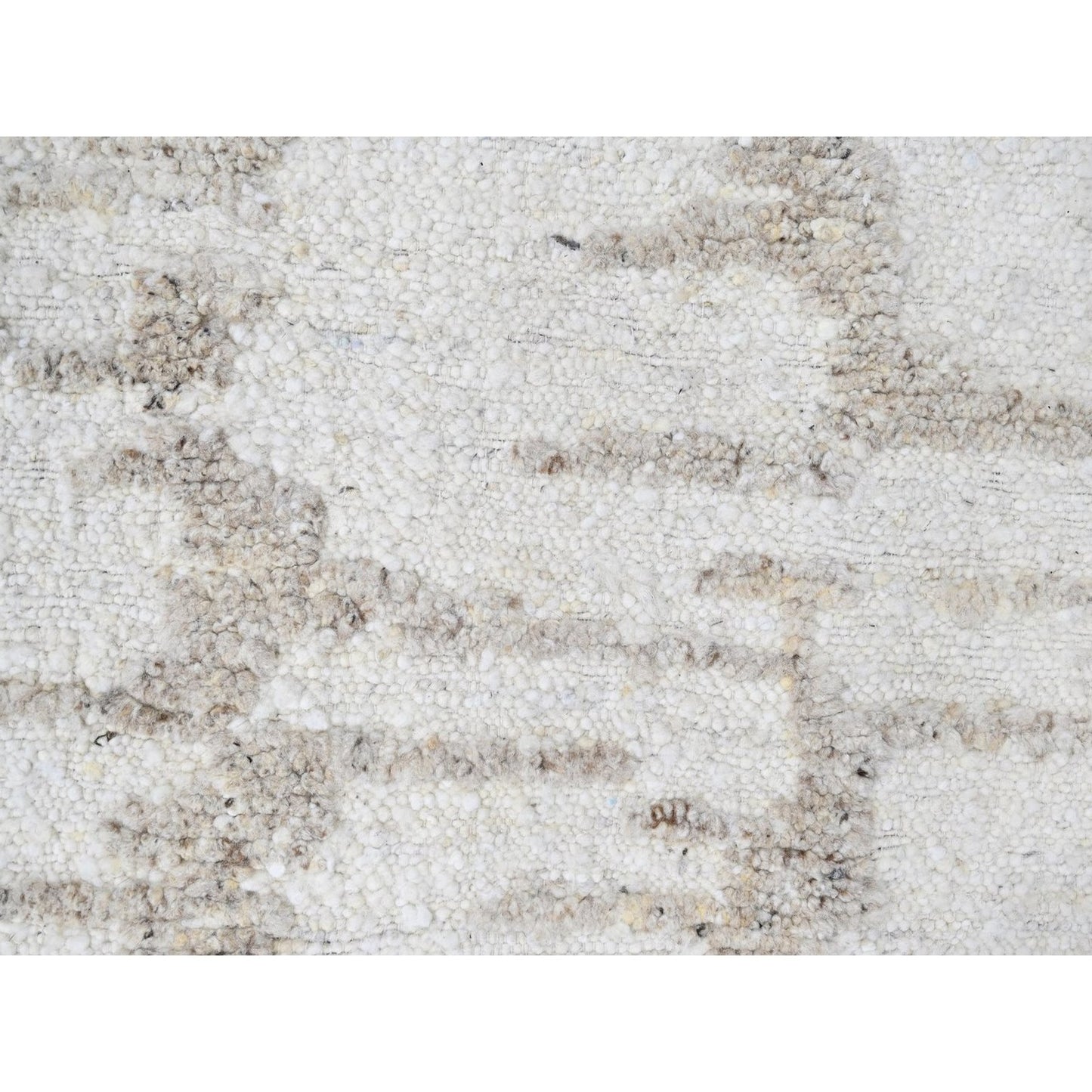 12'X14'10" Ivory Minimalist Swedish Design Hand Knotted Pure Wool Xl Rug