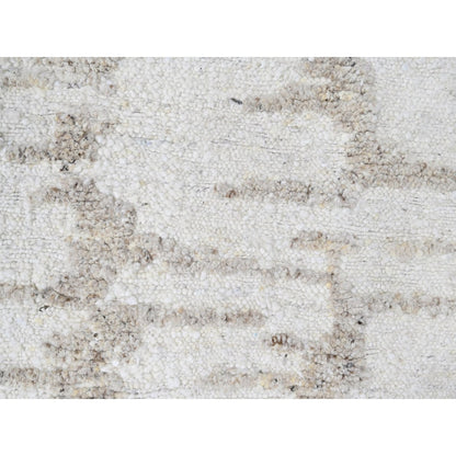 12'X14'10" Ivory Minimalist Swedish Design Hand Knotted Pure Wool Xl Rug