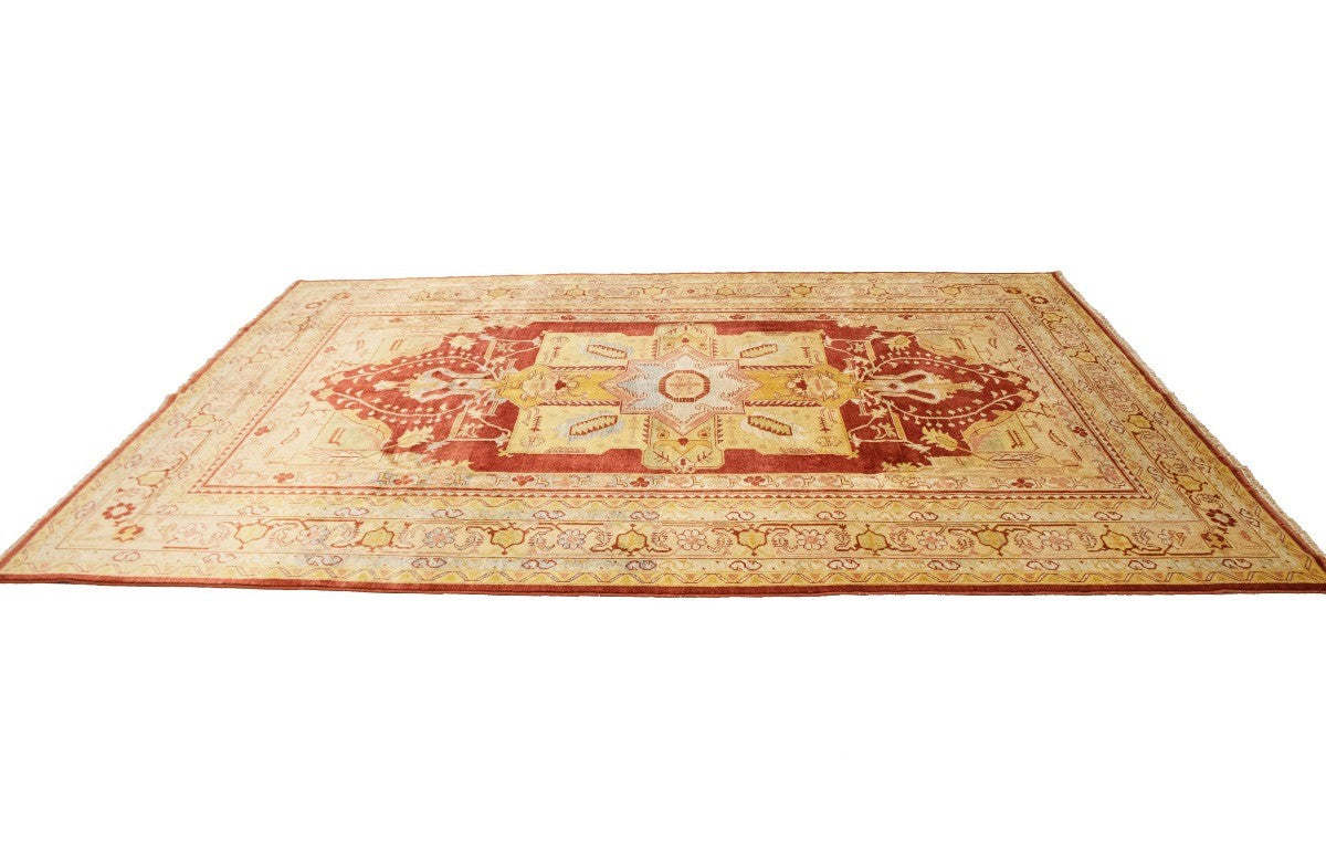 Antique-Washed Ziegler Rug Rusty Red Pakistani Handmade Wool Carpet 8'3X11'5 ft