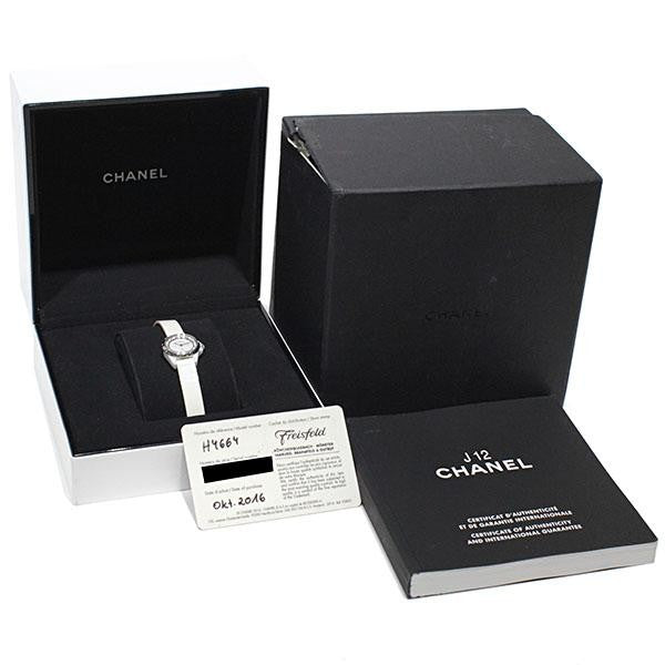 Chanel J12 Xs Diamond / H4664 White Ceramic Enamel Leather Quartz