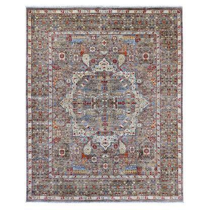7'10"X9'6" Brown 14Th Century Mamluk Dynasty Design Wool Hand Knotted Rug