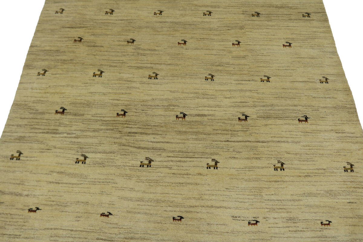 Modern Gabbeh Wool Area Rug Thick Pile Tribal