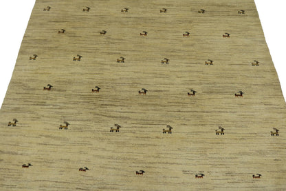 Modern Gabbeh Wool Area Rug Thick Pile Tribal