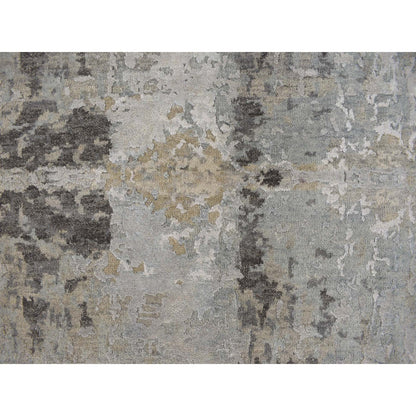 9'X11'7" Gray Modern Nepali Weave Wool And Silk Hand Knotted Rug