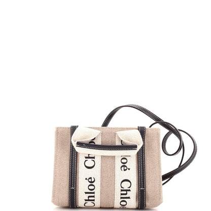 Chloe Woody Convertible Tote Canvas With Leather Mini