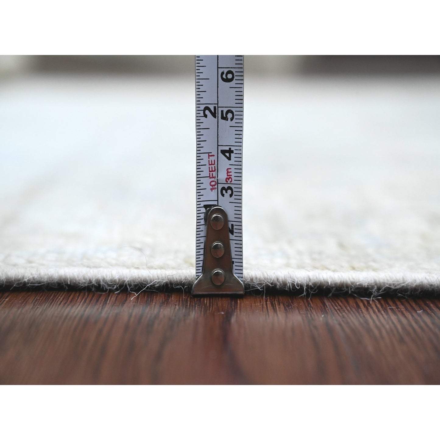 4'X5'10" Sonic Gray Hand Knotted Afghan Angora Oushak Wool Oriental Rug