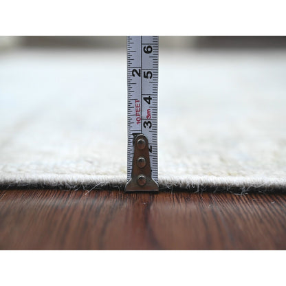 4'X5'10" Sonic Gray Hand Knotted Afghan Angora Oushak Wool Oriental Rug