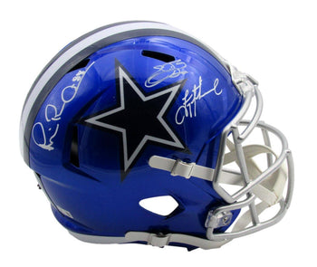 Dallas Cowboys Triplets  Autographed Full Size Flash Replica Football Helmet Bas