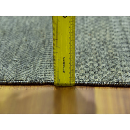 12'X12' Krypton Gray Hand Knotted Modern Grass Design Square Oriental Rug