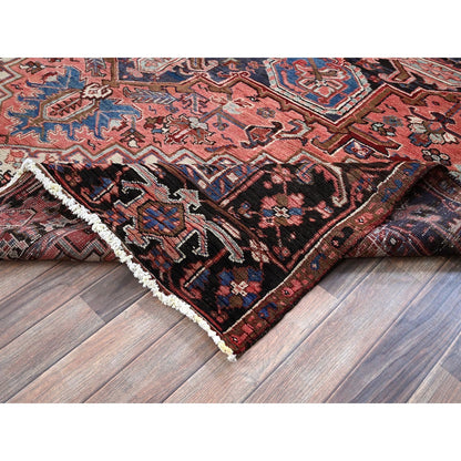 8'4"X10'2" Blush Red Vintage Zoroastrian Heris Hand Knotted Pure Wool Rug