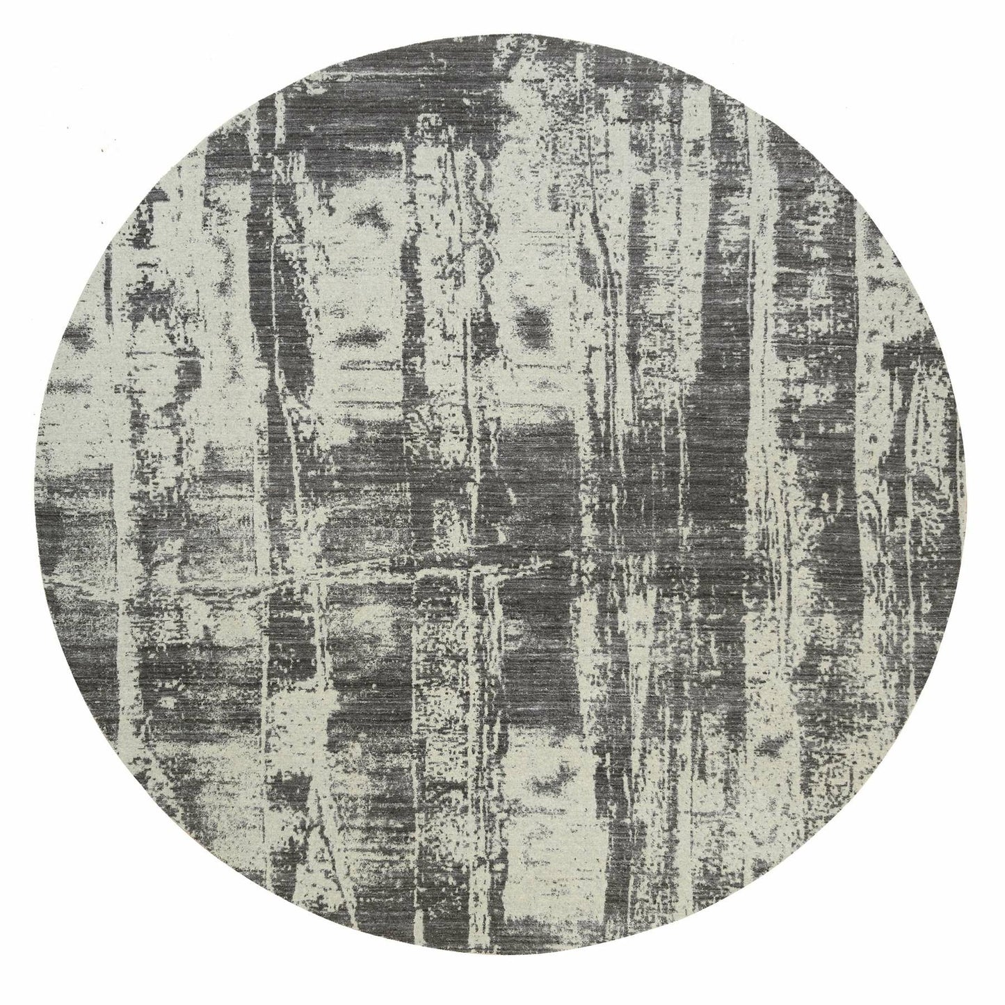 10'X10' Black Modern Design Wool And Silk Hand Loomed Round Rug