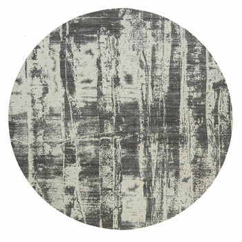 10'X10' Black Modern Design Wool And Silk Hand Loomed Round Rug