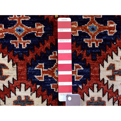 4'X6' Red Afghan Ersari Repetitive Design Wool Hand Knotted Oriental Rug