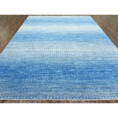 10'1"X14' Blue Chiaroscuro Collection Wool Hand Knotted Oriental Rug