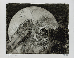 1976 Horst Janssen Copperplate print Art Limited 200 Like a bird Circle