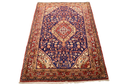 Vintage Purple-Navy Floral Style Rug Tribal