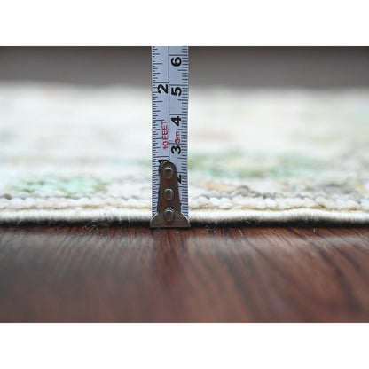 2'X3' Oyster White Afghan Angora Oushak Hand Knotted 100% Wool Mat Rug