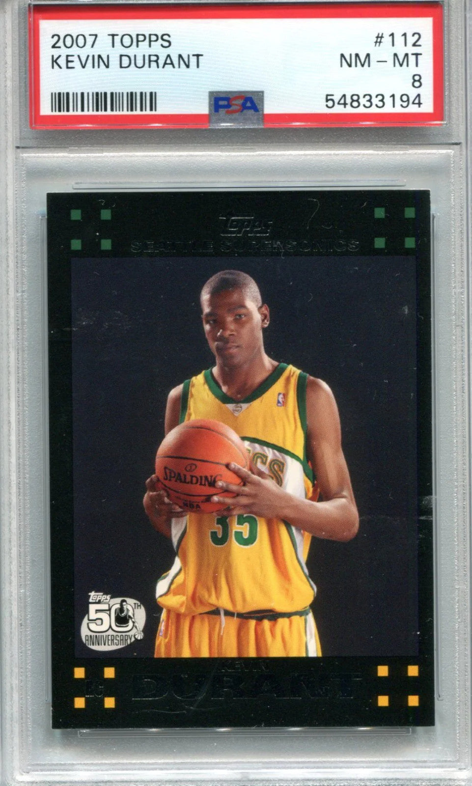 Kevin Durant 2007-08 Topps Black Border #112 Psa Nm-Mt 8 Rc