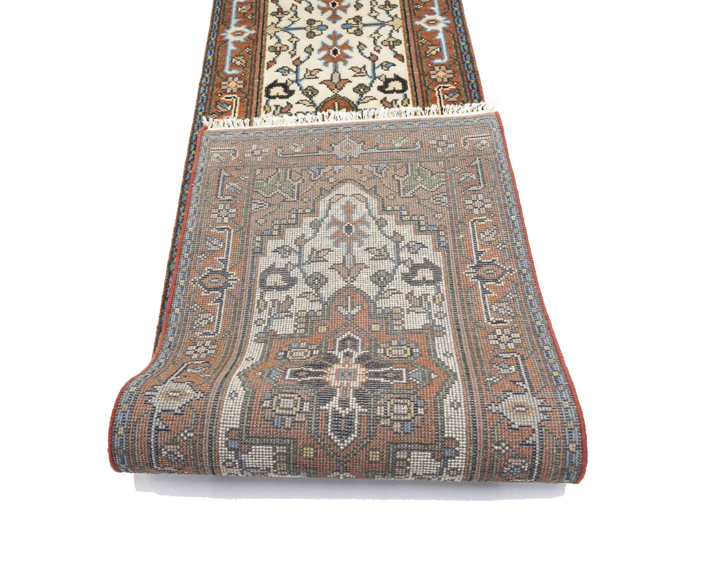 Oversized Heriz Serapi Floral Runner Hand-Knotted