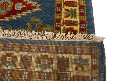 Vintage Style Geometric Kazak Runner Rug Oriental