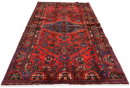 Vintage Hand-Knotted Wool Oriental Rug Red Tribal