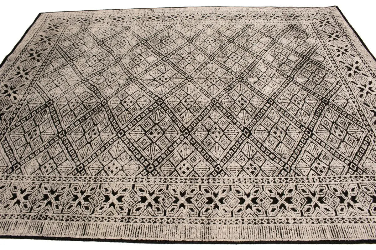 8X10 Modern Oriental Rug Geometric Design with High-Low Relief Decor Carpet