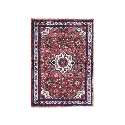 3'6"X5' New Farsian Amadan Small Flower Medallion Wool Hand Knotted Rug
