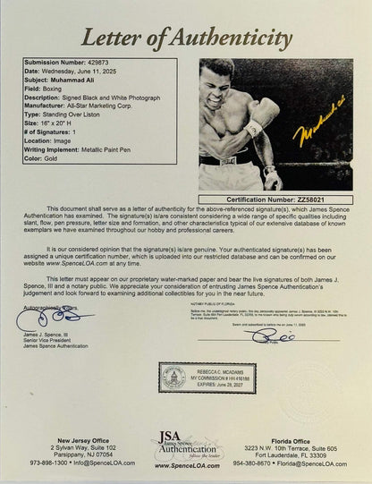 Muhammad Ali Autographed Framed 16X20 Photo (Jsa)