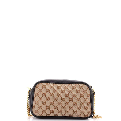 Gucci Gg Marmont Shoulder Bag Diagonal Quilted Gg Canvas With Leather Small
