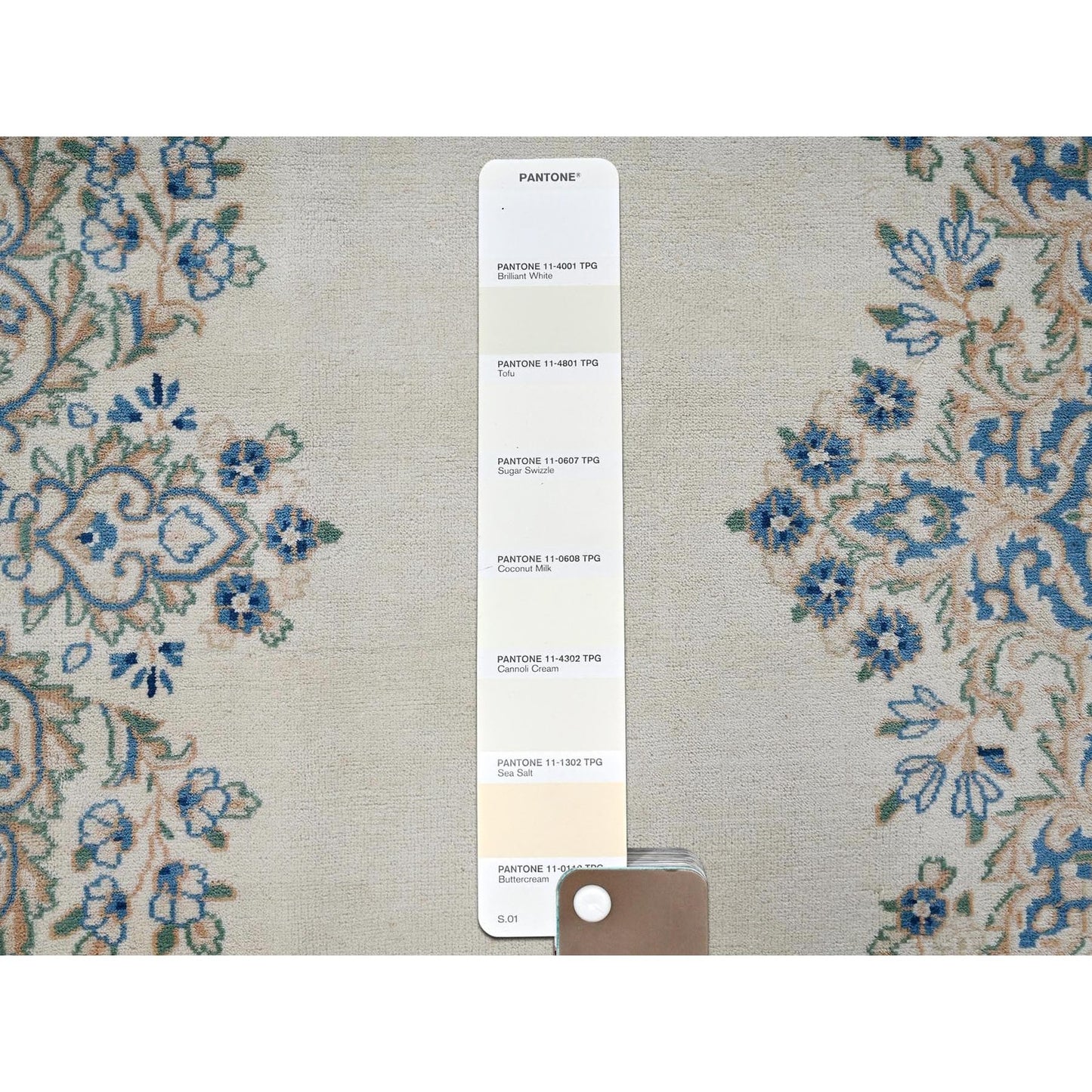 10'X10' Ivory Vintage Zoroastrian Karman Square Soft Wool Hand Knotted Rug