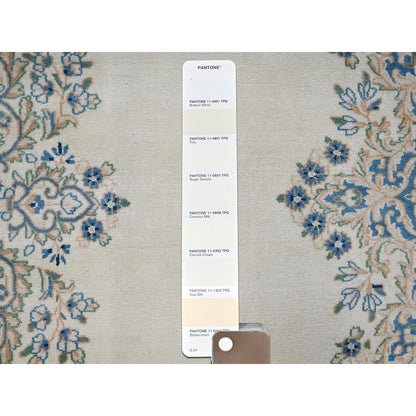 10'X10' Ivory Vintage Zoroastrian Karman Square Soft Wool Hand Knotted Rug