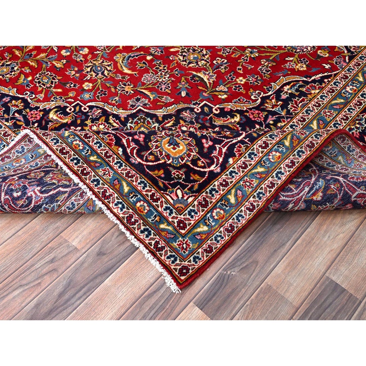 9'8"X12'10" Red Zoroastrian Kishoon Hand Knotted Soft Wool Oriental Rug