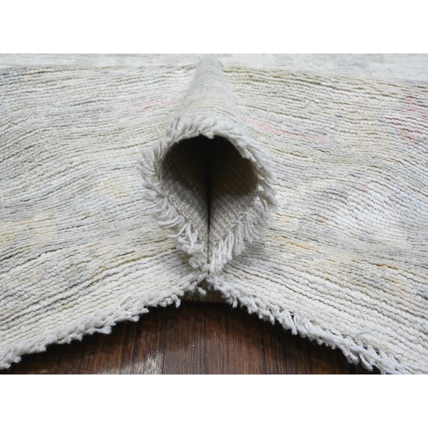 11'4"X15'5" Smoke White Wool Weft Afghan Angora Oushak Xl Oriental Rug